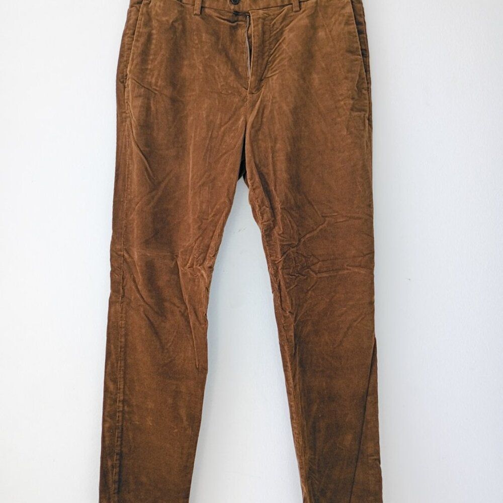 Banana Republic Men's Traveler Corduroy Pants 33x32 Slim Fit Warm Brown Stretch